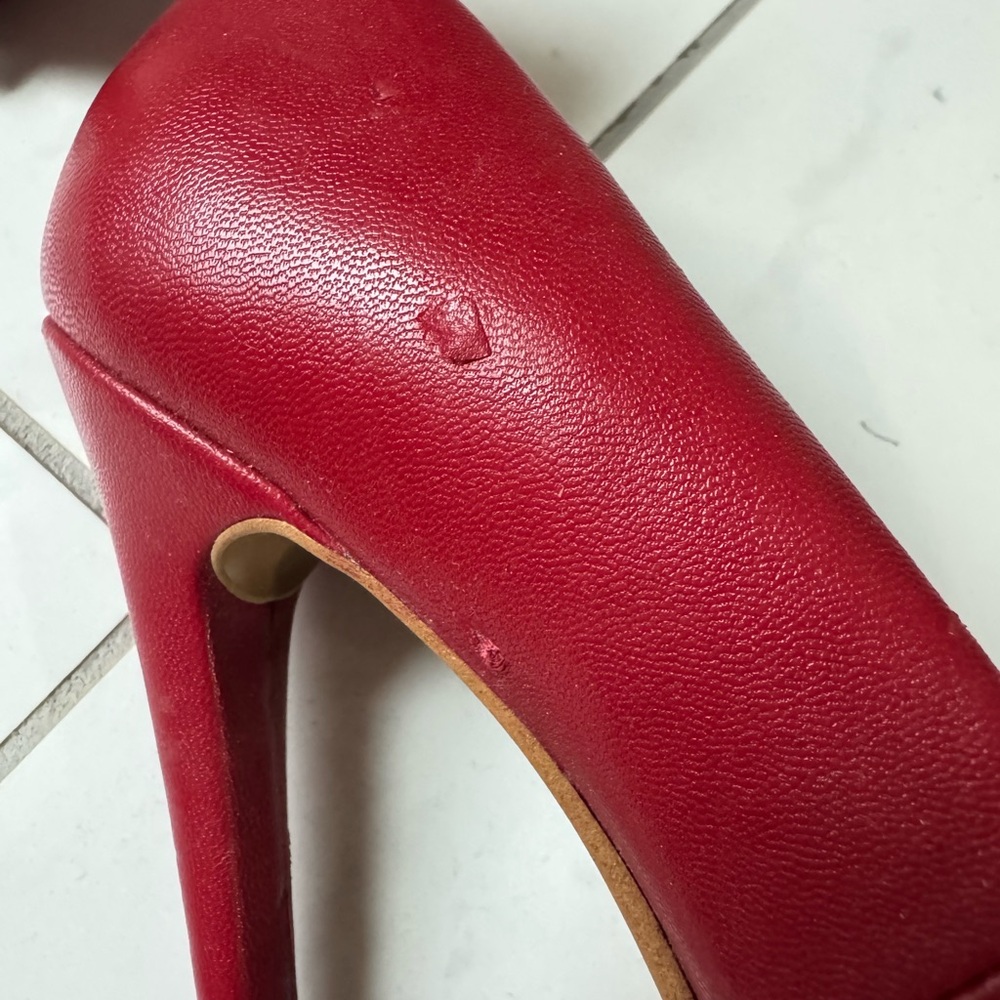 ANDREA FENZI Red Pointed Toe Ankle-Strap Pumps - Picture 3 of 3